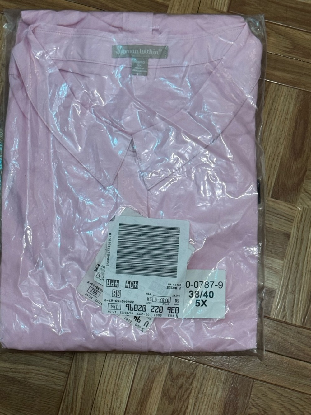 Woman Within Light Pink Button-Down Shirt - Picture 4 of 6